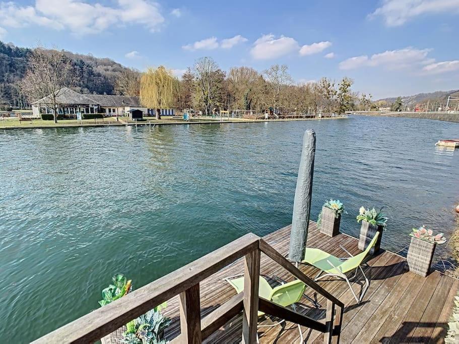 Vue Sur Meuse Avec Jacuzzi Et Sauna Exterieur. Yvoir エクステリア 写真