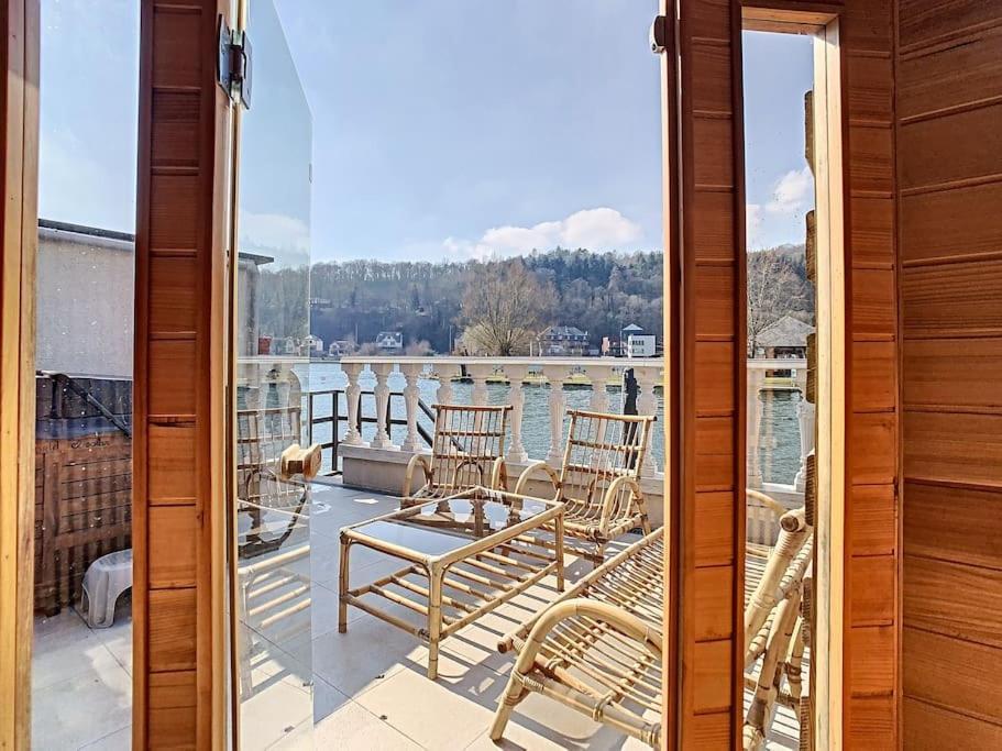 Vue Sur Meuse Avec Jacuzzi Et Sauna Exterieur. Yvoir エクステリア 写真